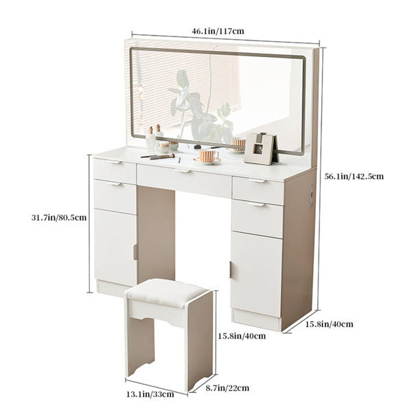 Dressing Table Set With LED Mirror And 3 Lighting Modes