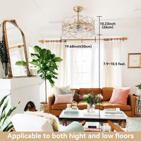 Thumbnail for Gold Caged Ceiling Fan with Light