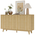 Fluted Sideboard Buffet Cabinet With 4 Doors, 2 Adjustable Shelves, 5 Wood Legs