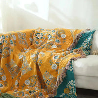 Thumbnail for Cotton Gauze Fringed Throw Blanket