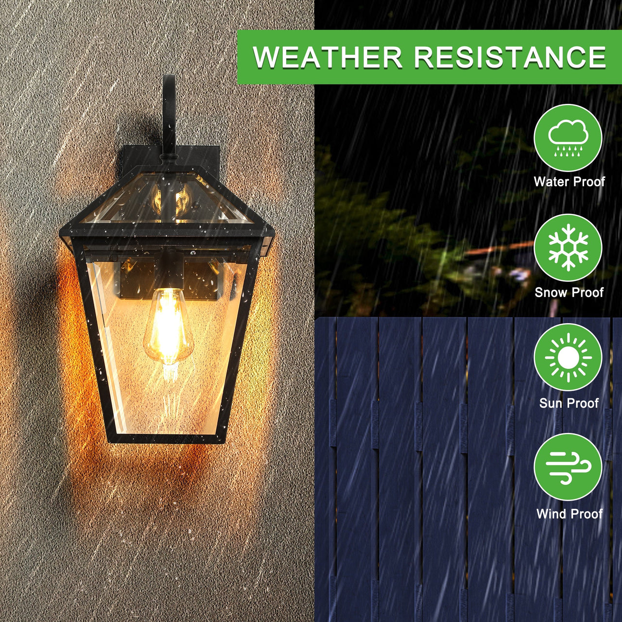 2-Pack Outdoor Wall Lanterns in Black