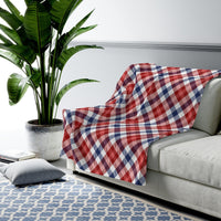Thumbnail for Red and Blue Plaid Plush Blanket Throw