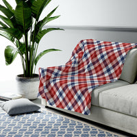 Thumbnail for Red and Blue Plaid Plush Blanket Throw