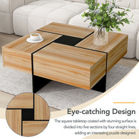 Thumbnail for Unique Design Coffee Table With 4 Hidden Storage Compartments