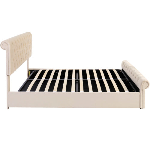 Functional Bed With Slatted Frame And Storage