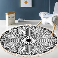 Thumbnail for Bedside Mat - Fringe Print Round Rug - Casatrail.com