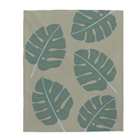 Thumbnail for Abstract Leaves Green Plush Blanket Throw