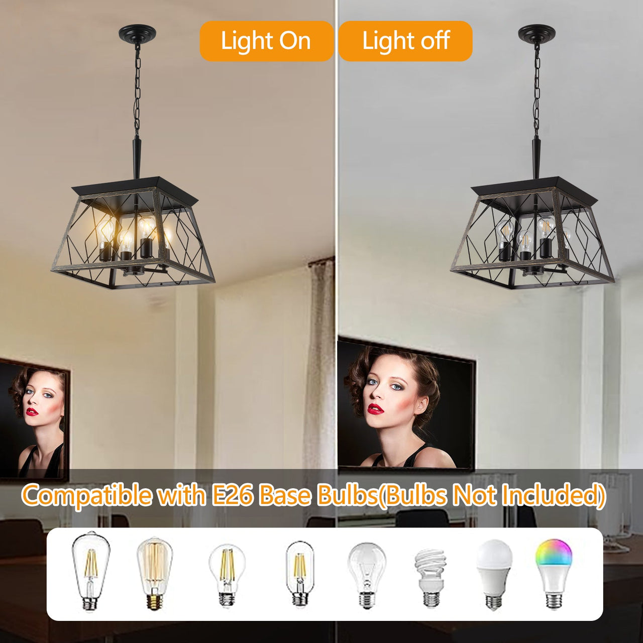 4-Light Vintage Antique Chandeliers Light Fixture
