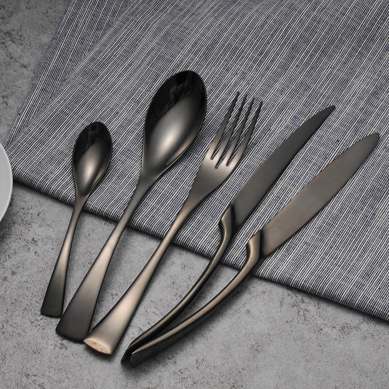 Black Stainless Steel Cutlery Set - Korean Style - Casatrail.com