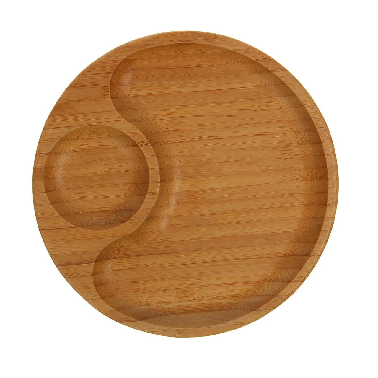 Bamboo 2 Section Platter For Appetizers / Barbecue /