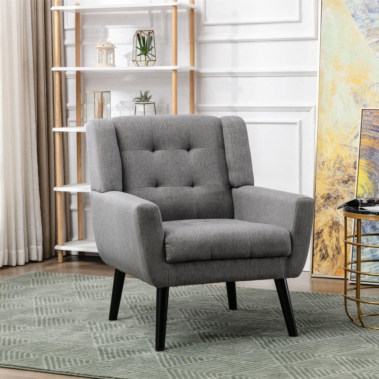 Modern Soft Linen Ergonomic Accent Chair
