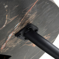 Thumbnail for Black Marble-Patterned MDF Round Coffee Table With Black Metal Legs