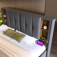 Thumbnail for Upholstered Double Bed With Wireless Charging