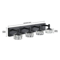 Thumbnail for Modern 4-Light Matte Black LED Vanity Light Fixture with Crystal Glass
