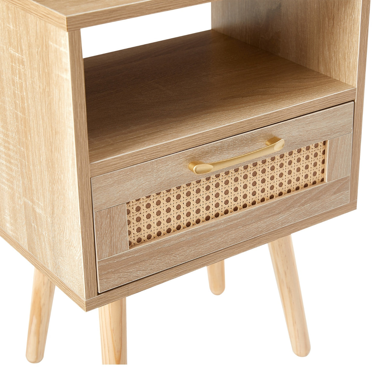 Rattan End Table With Drawer