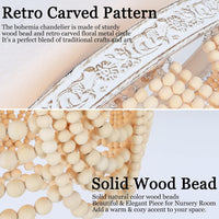 Thumbnail for Bohemia Wood Beaded Flush Mount Ceiling Light