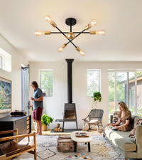 Thumbnail for Modern Semi Flush Mount Ceiling Light Fixture Black and Gold