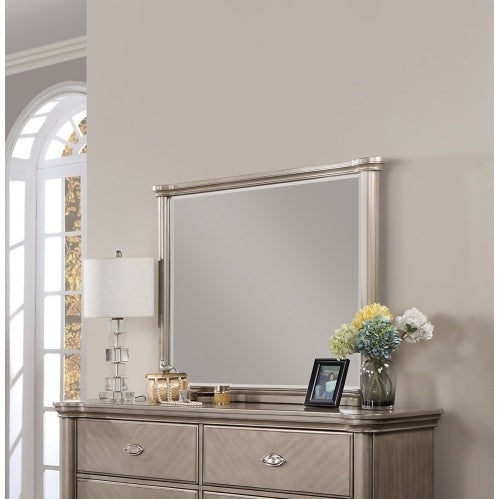 Luxury Antique Silver Champagne Finish Dresser W Mirror