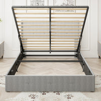Thumbnail for Queen Size Bed Frame With Lift Up Storage Bed & Modern Wingback Headboard
