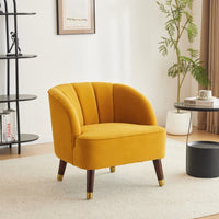 Thumbnail for Upholstered Barrel Accent Chair With Wooden Legs
