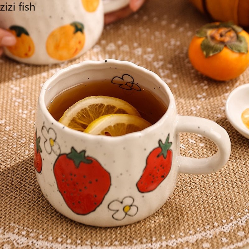 Cartoon Fruit Doodle Ceramic Coffee Mug 300ml - Casatrail.com
