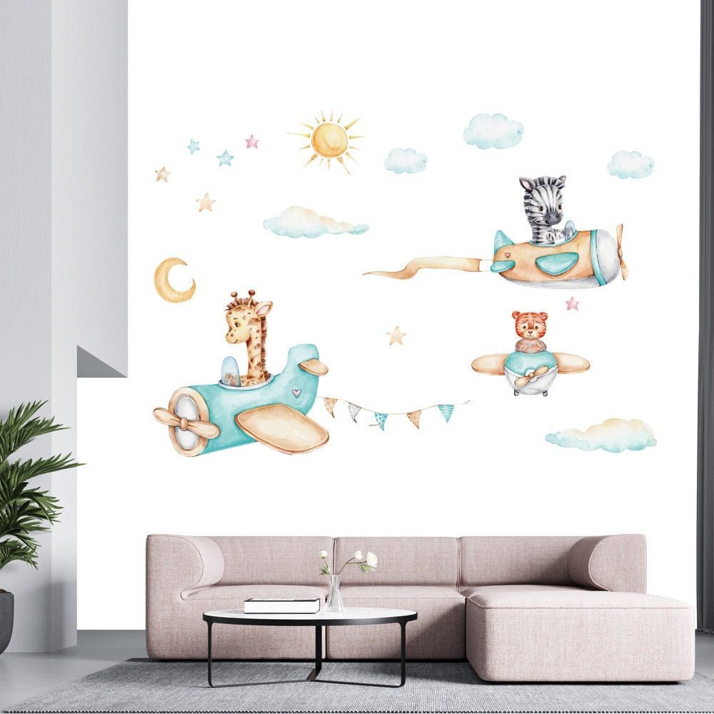 Cartoon Pilot Aircraft Vinyl Wall Art - Casatrail.com
