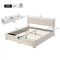 Thumbnail for Upholstered Bed King Size Bed With Slats And Headboard, Without Mattress
