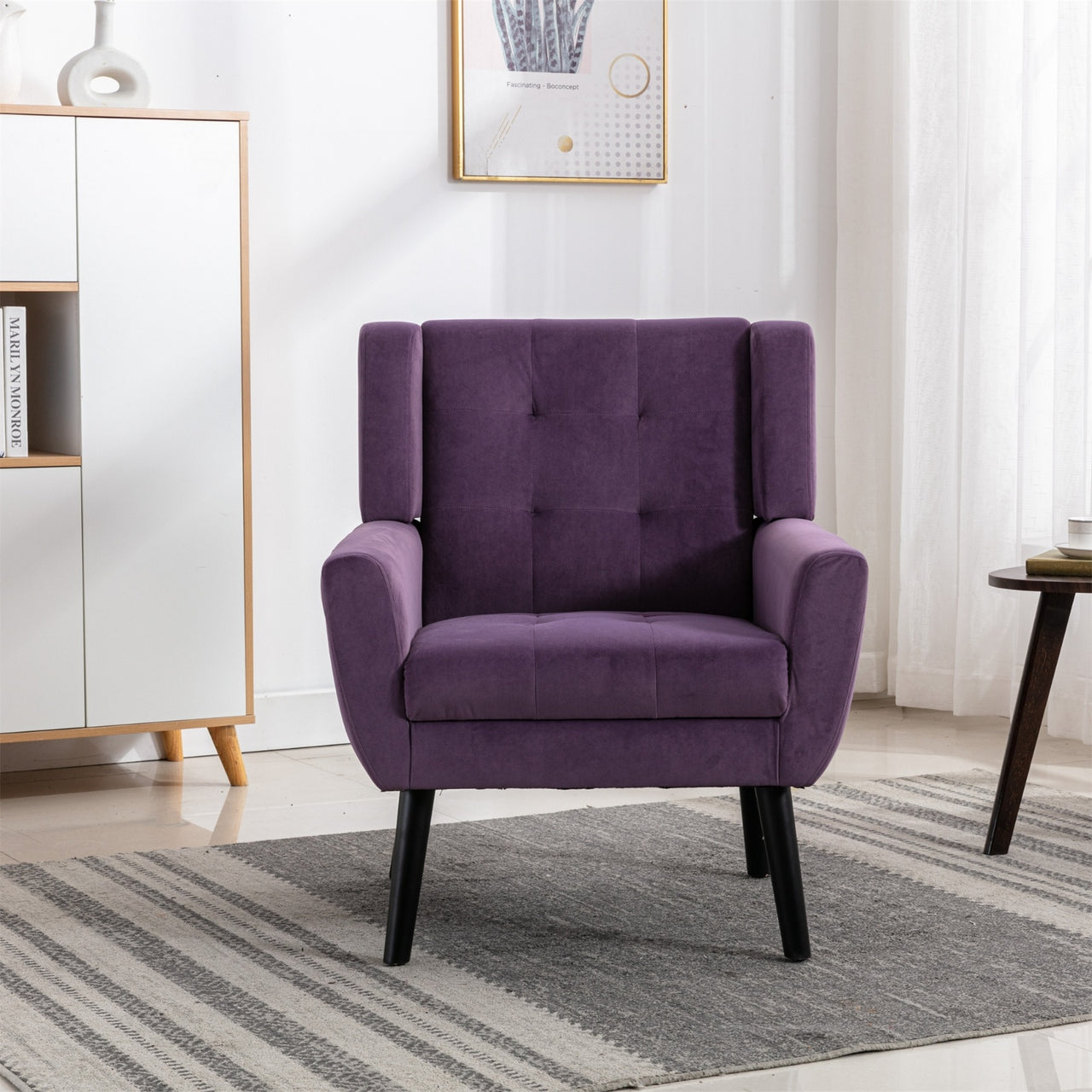 Modern Soft Velvet Ergonomic Accent Chair For Living Room