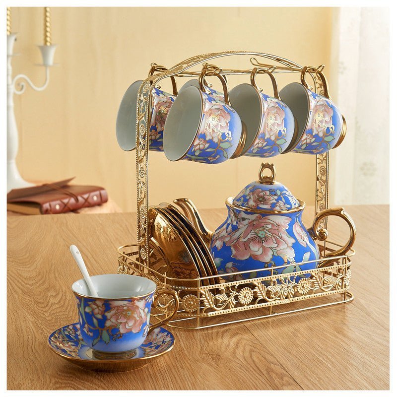 Ceramic Tea Set with Teapot, Cups & Saucer - Casatrail.com
