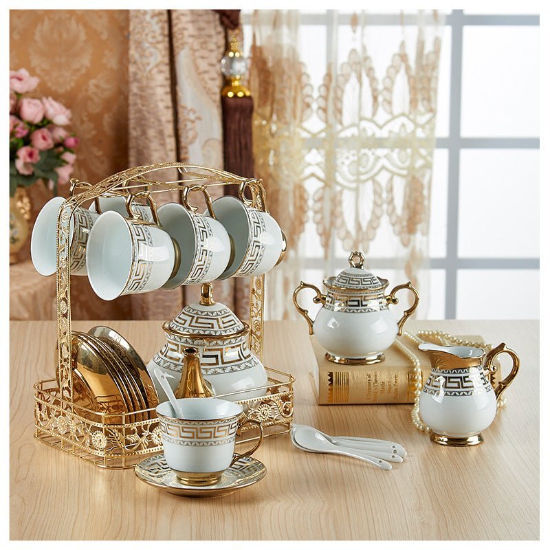 Ceramic Tea Set with Teapot, Cups & Saucer - Casatrail.com