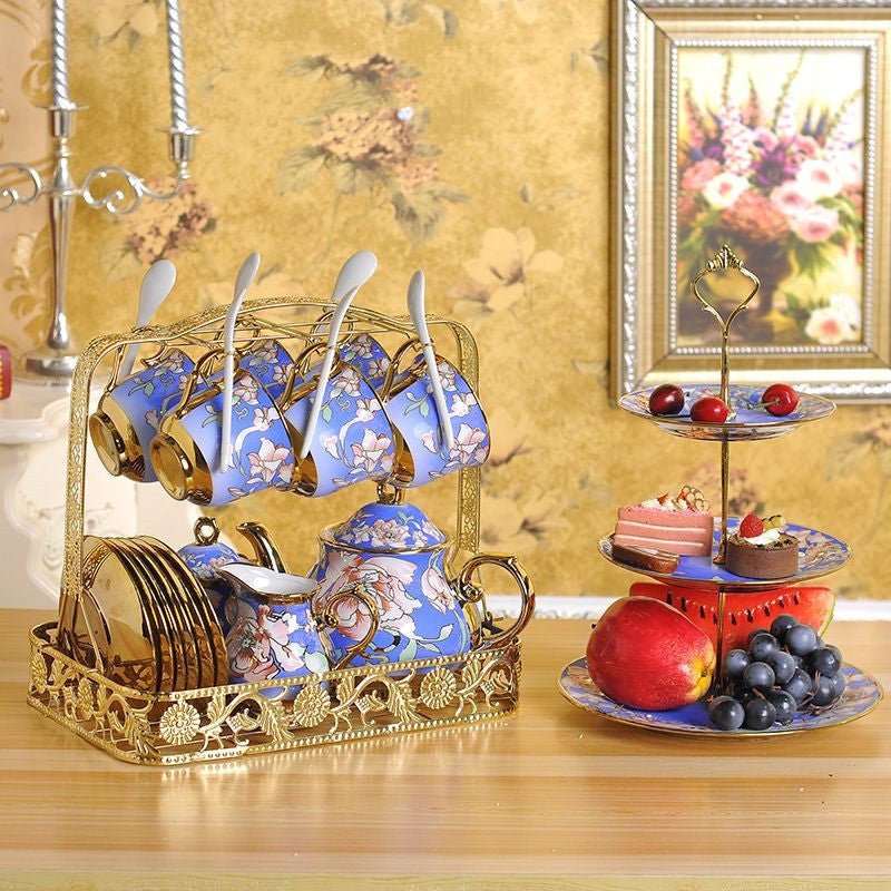 Ceramic Tea Set with Teapot, Cups & Saucer - Casatrail.com