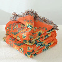 Thumbnail for Cotton Gauze Fringed Throw Blanket