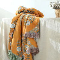Thumbnail for Cotton Gauze Fringed Throw Blanket