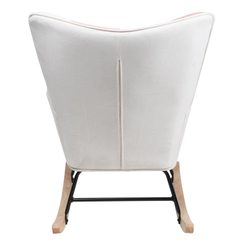 Mid Century Fabric Rocker Chair With Wood Legs