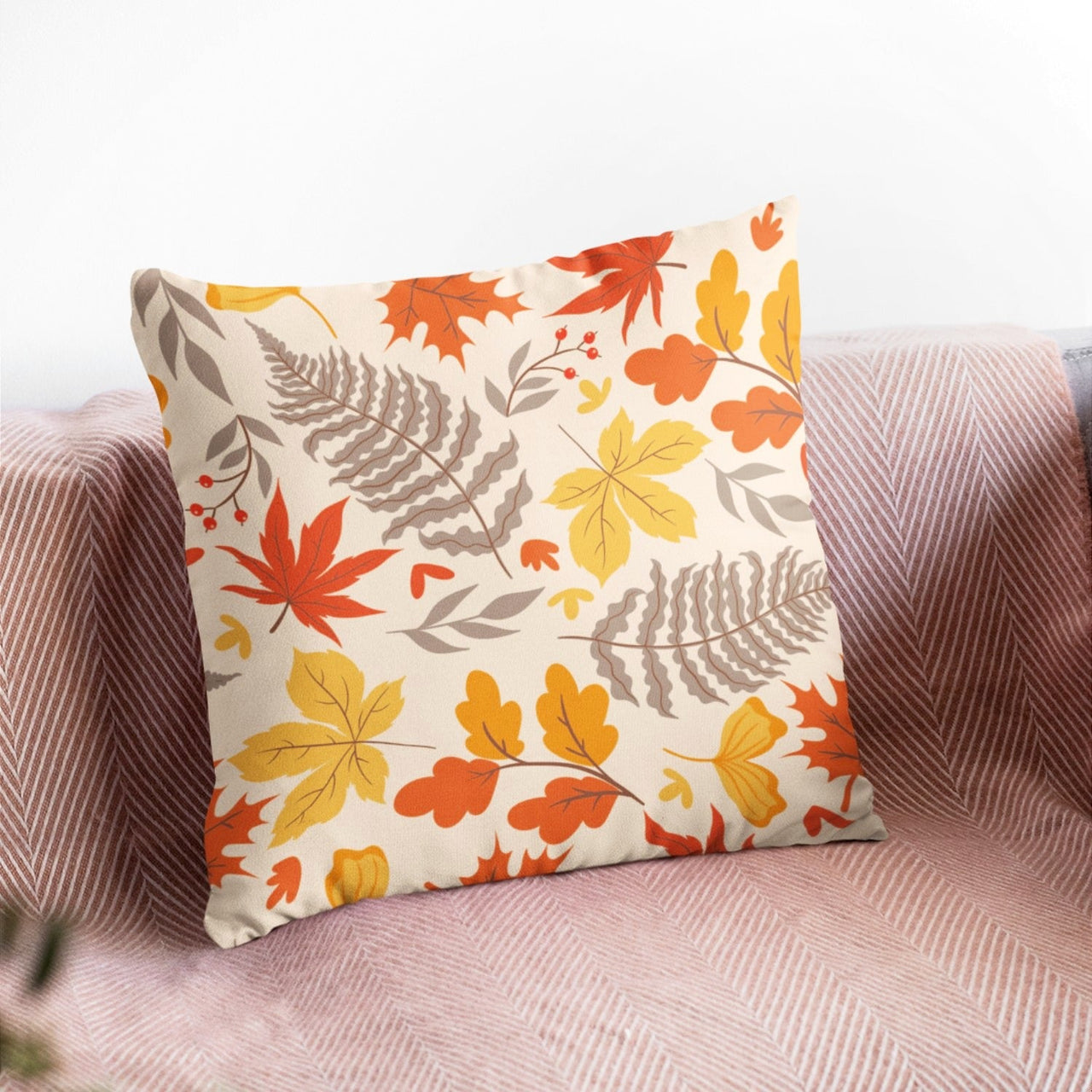 Fall Leaves Printed Cushion Cover