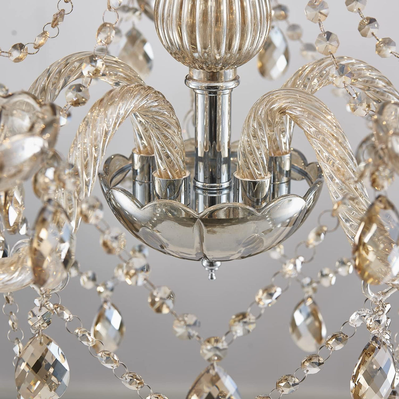 Champagne Crystal Chandelier 5 Light Modern