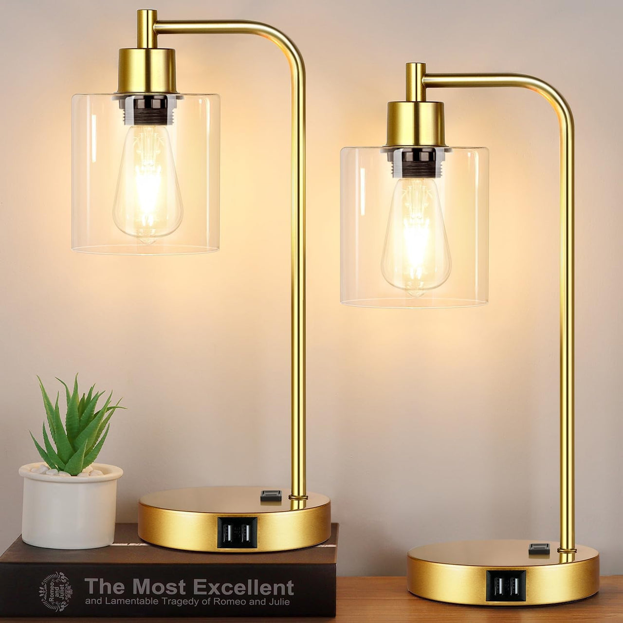 Industrial Touch Control Table Lamps Set of 2