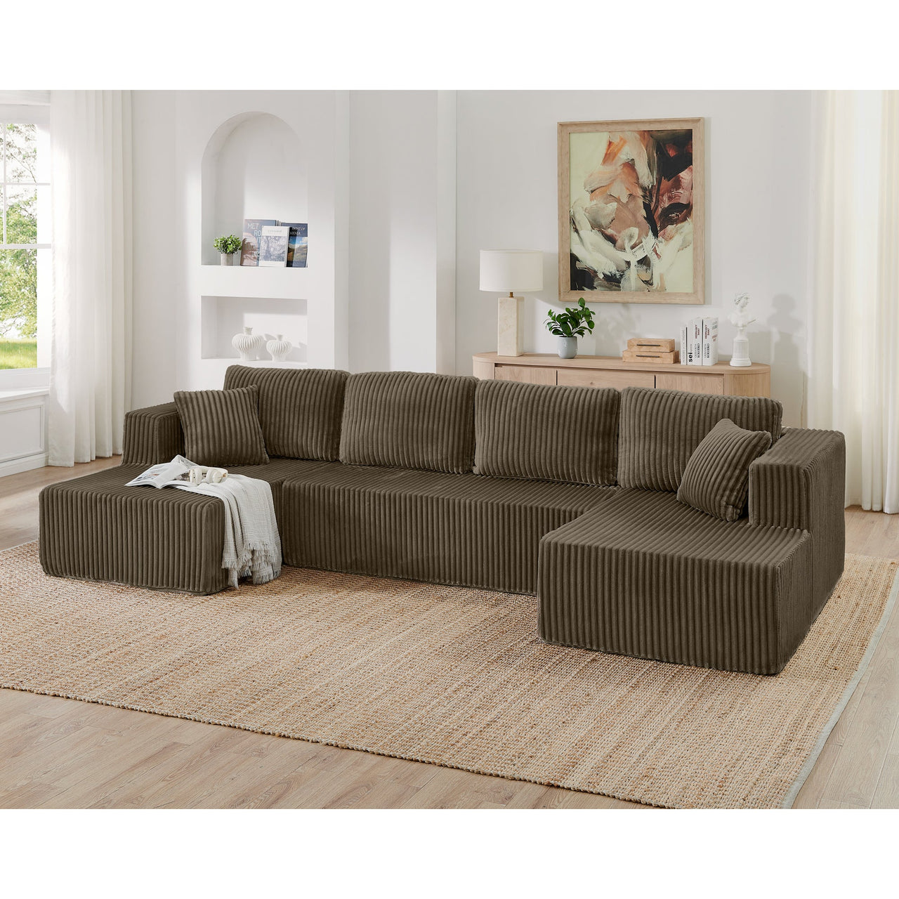 Modern Minimalist U Shape Modular Sectional Sofa