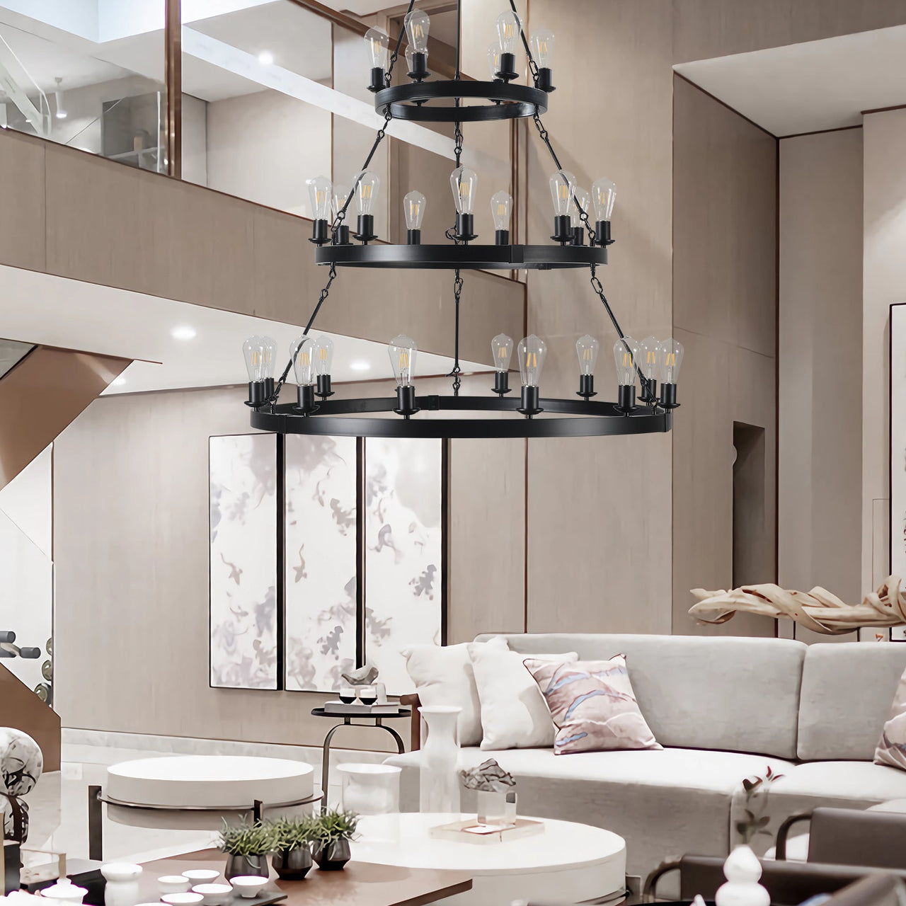 Light Metal Ring Chandelier