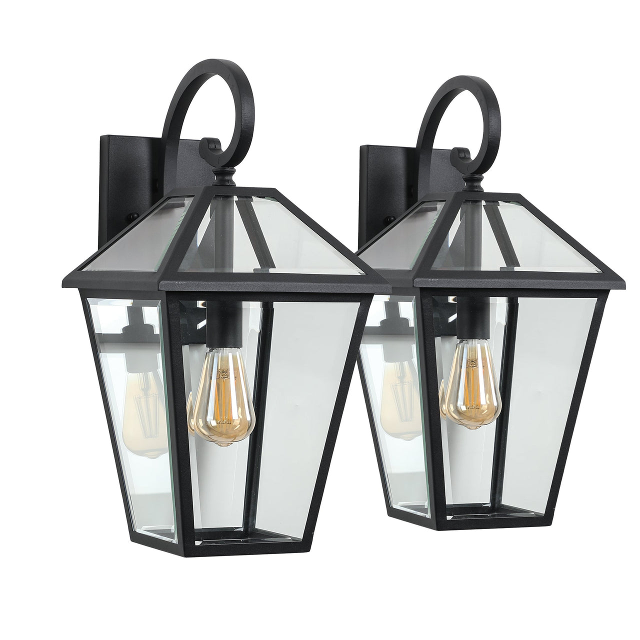 2-Pack Outdoor Wall Lanterns in Black