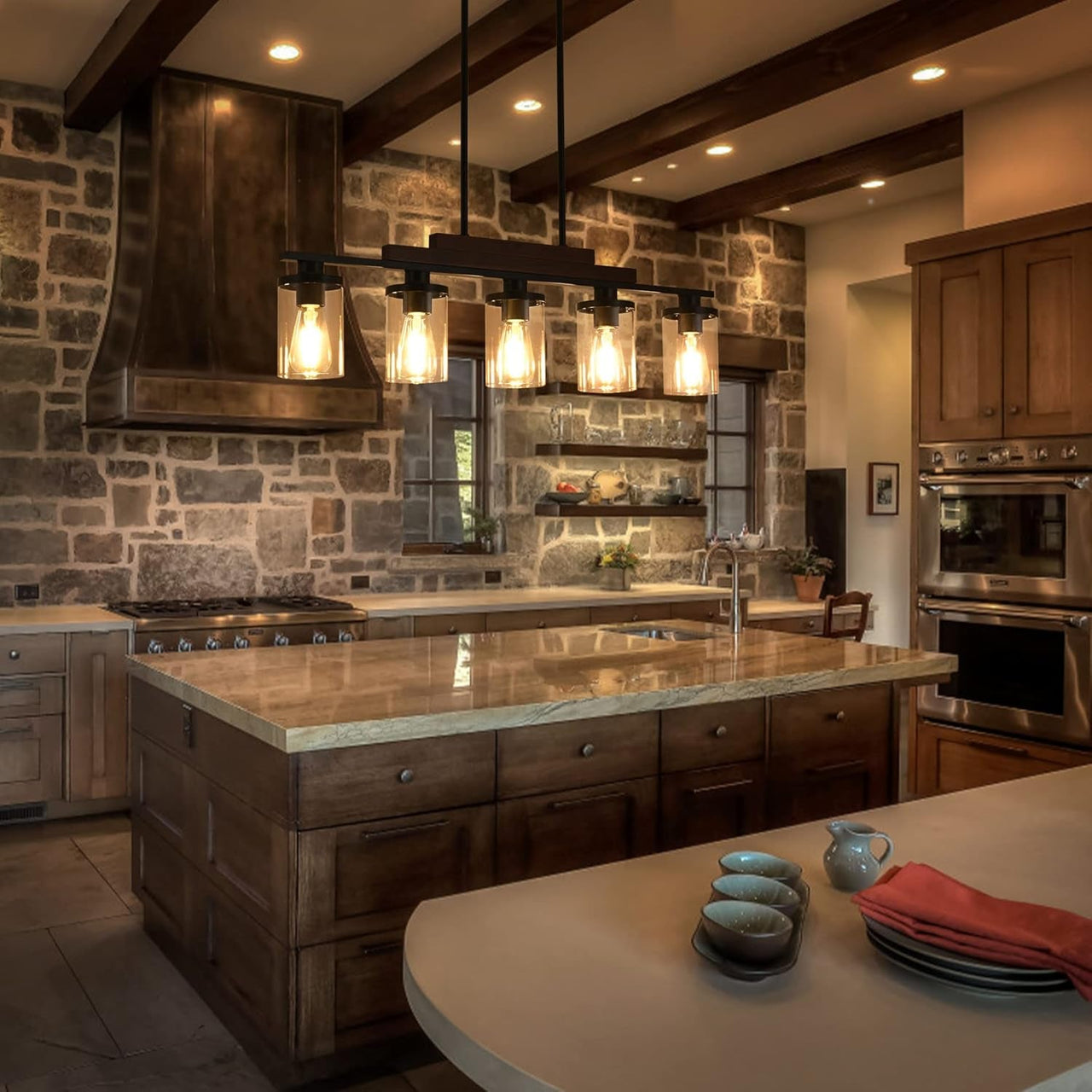 5-Light Farmhouse Linear Chandelier