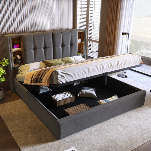 Upholstered Double Bed With Wireless Charging
