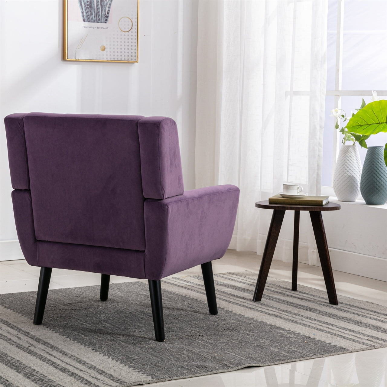 Modern Soft Velvet Ergonomic Accent Chair For Living Room