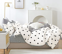 Thumbnail for Black and White Polka Dots 100% Cotton Comforter Set
