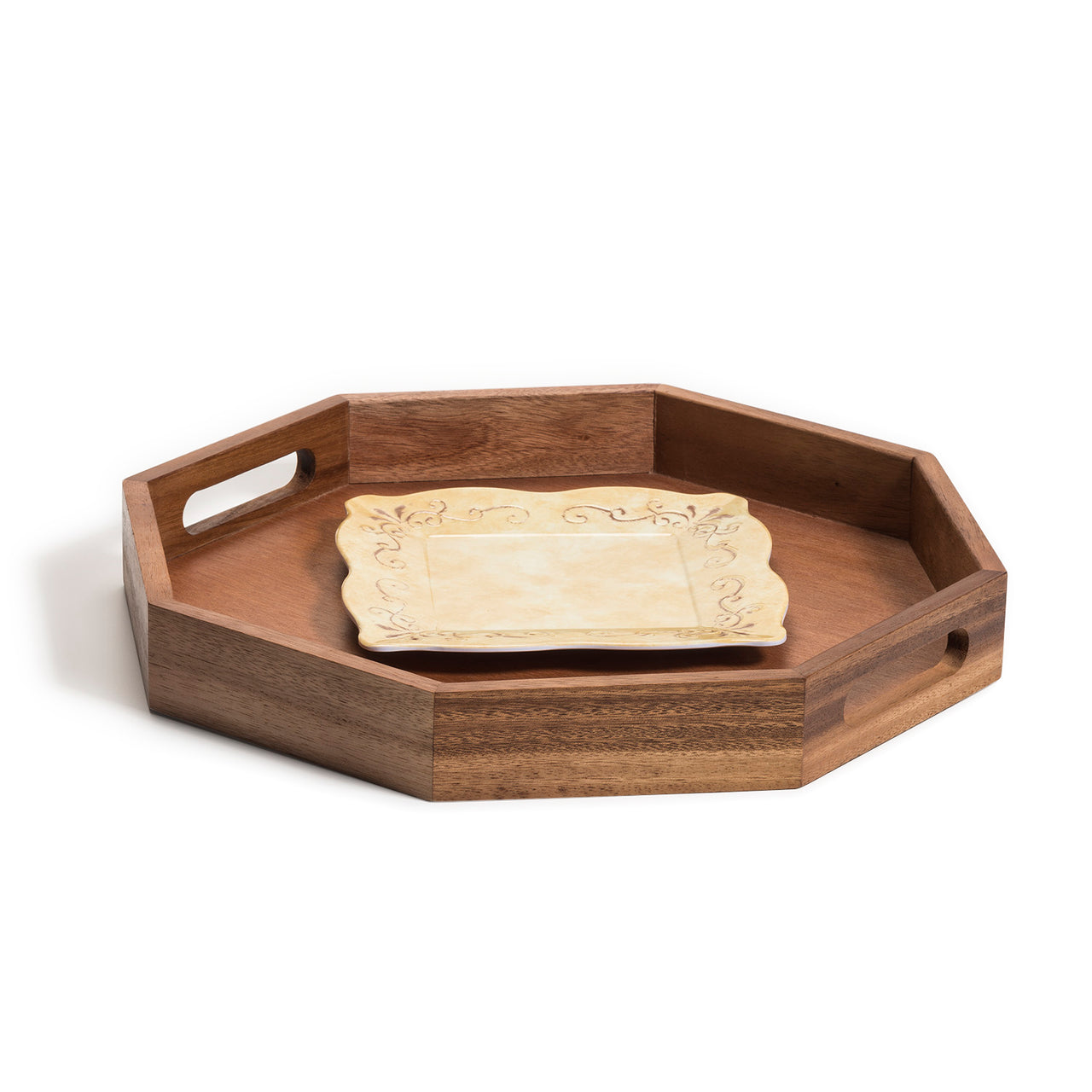 Octagon Wood Serving Tray 15"