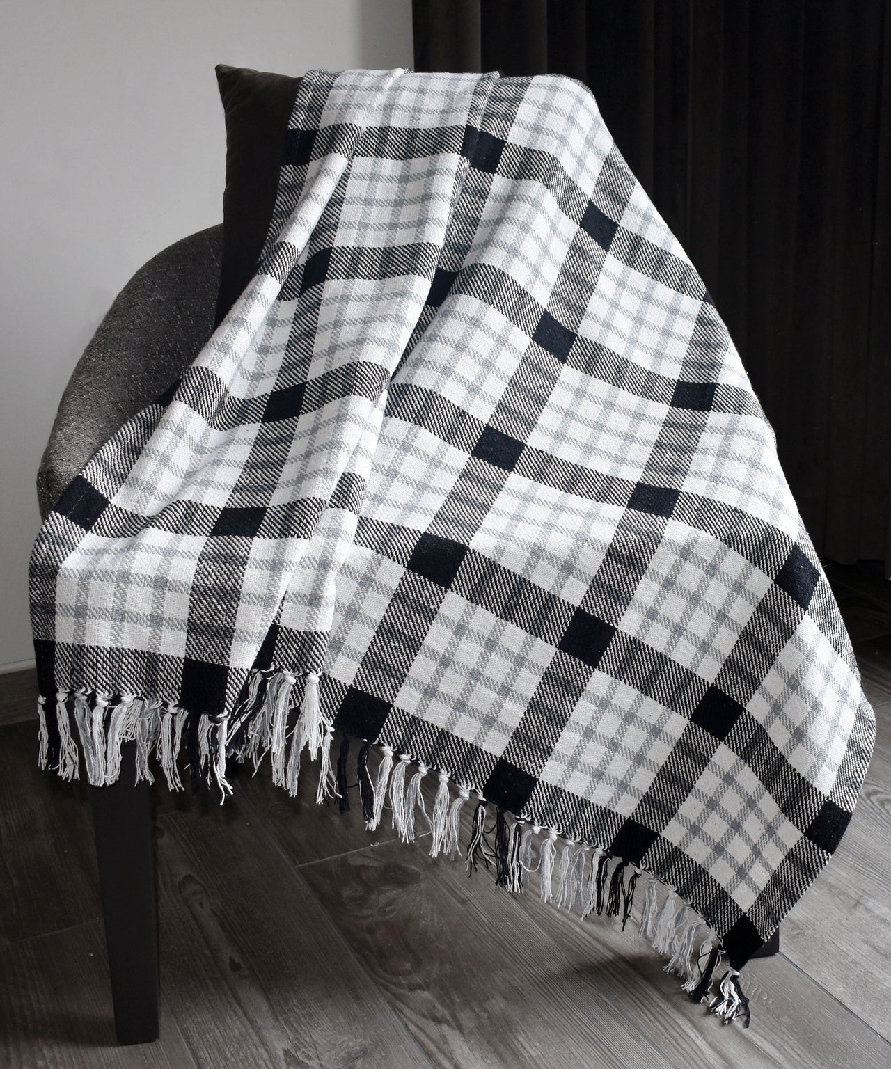 100% Cotton Woven Plaid Throw Blanket