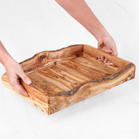 Thumbnail for Handmade Olive Wood Rectangular Tray with Handles