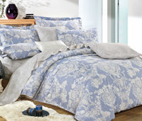 Thumbnail for LAUREN BLUE DAMASK 100% COTTON COMFORTER SET