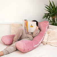 Thumbnail for Pink U Shaped Pregnancy Pillow Full Body