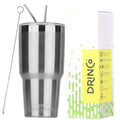 30oz Insulated Tumbler Spill Proof Lid w/2 Straws (Brushed)